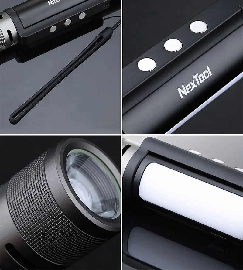 Outdoor 6 in 1 Zoom LED Flashlight Multifunction Portable Sound Light Alarm 1000lm Waterproof 2600mAh