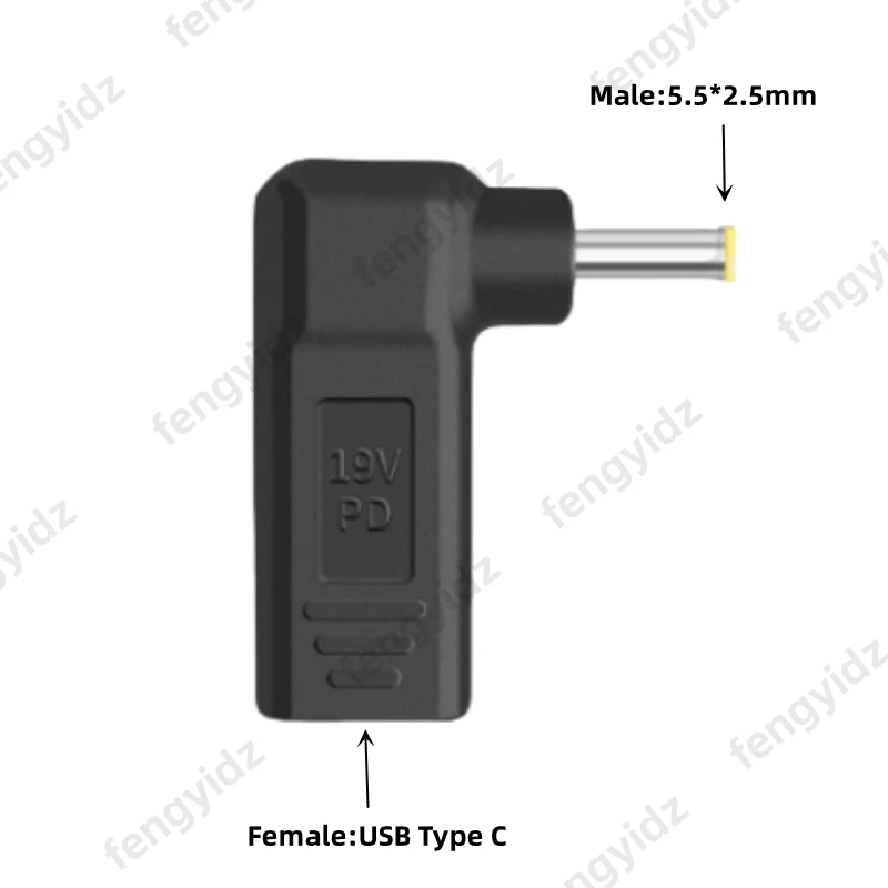Universal Laptop Power Adapter Connector - USB Type C Female to Male Jack Converter
