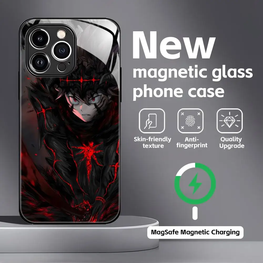 Black Clover Glass Magnetic Phone Case - Anime Design
