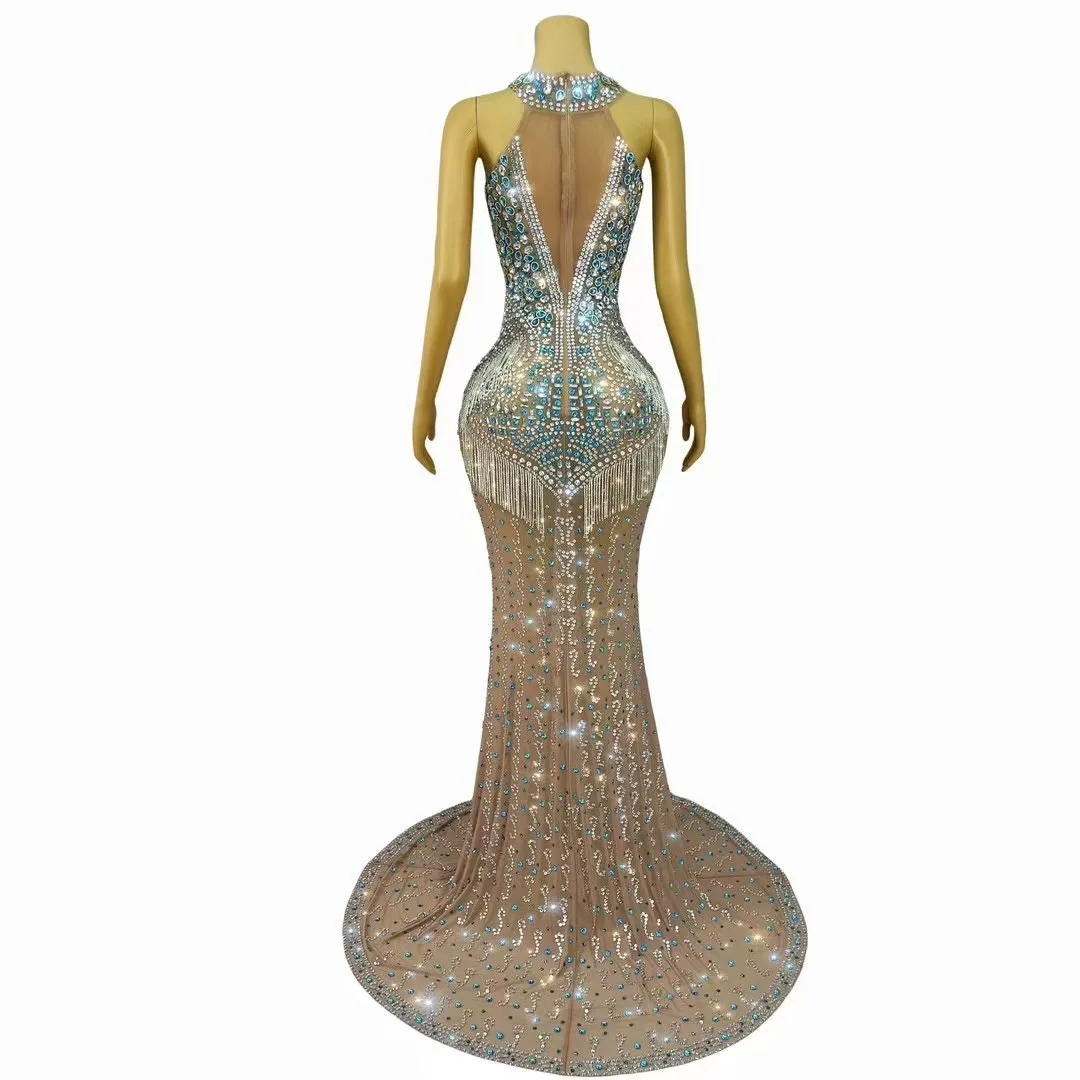 slim fit dress slacks Blue Chainmail Dress