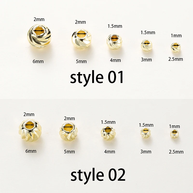 18K Gold Plated Striped Cut Flower Beads Earring Necklace Loose Spacer Beads Bulk For DIY Jewelry Findings 20pcs/lot