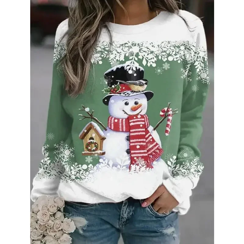 

3D Effects Christmas Clothing Women Cosplay Costumes Snowman Cartoon Print T-shirts Women Vintage Female Clothes Lady Tops Tees