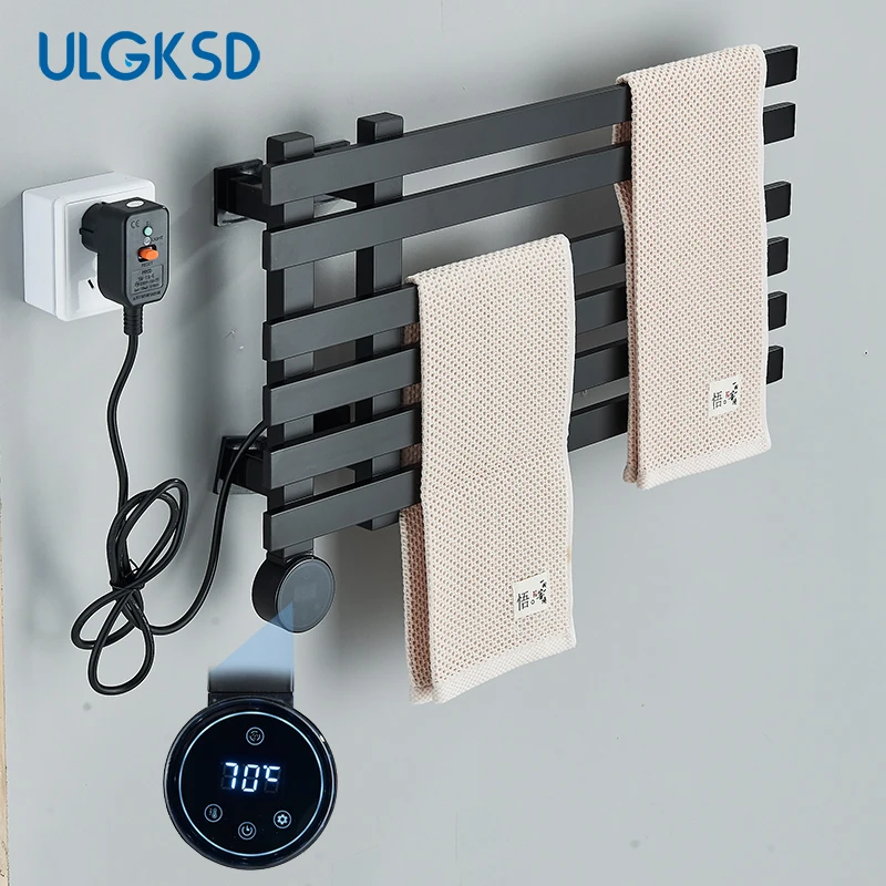 Description Picture 2 of itemThermostatic Electric Heated Towel Rail Bathroom Cloth Dryer Digital Display Rack For Bathrobe Touch Sensing Washcloth Warmer