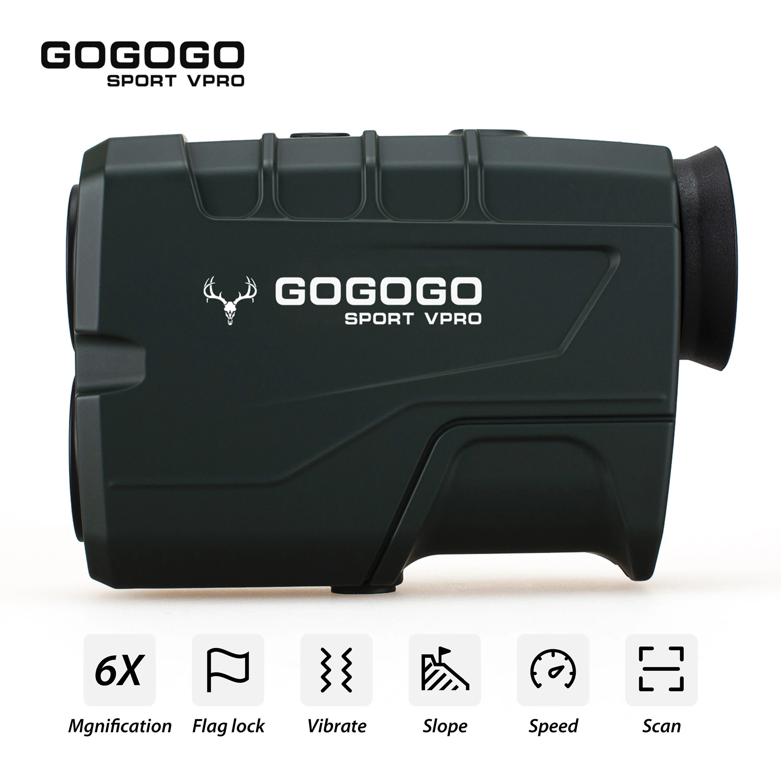 Gogogo Sport Vpro 1000m Hunting Rangefinder 6X Golf Range Finder with Horizontal Distance Military Laser Distance Meter GS19G