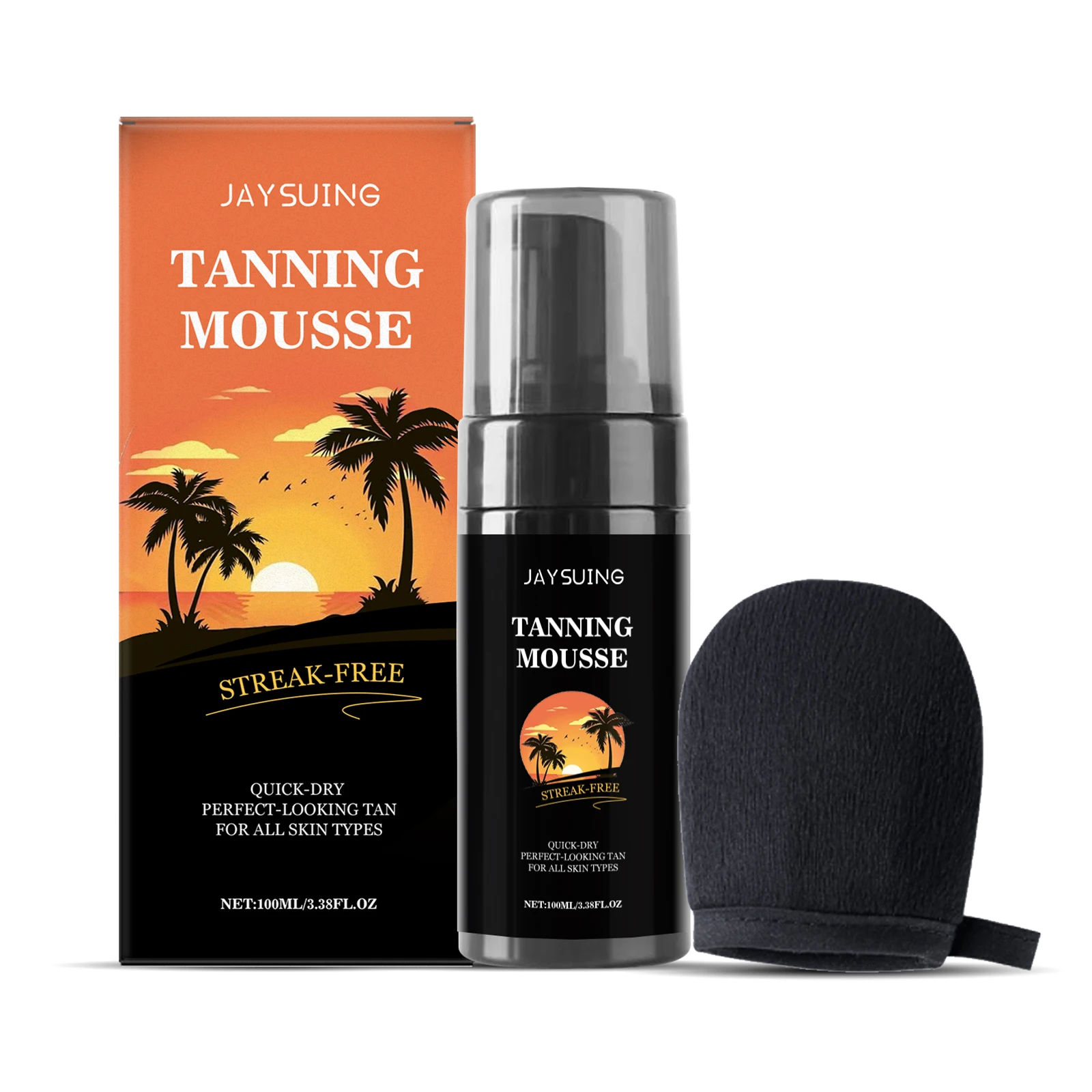 Dark Tanning Mousse Fast Sunless Tanner Coconut Oil Natural-Looking Fake Tan Hydrating Flawless Bronzer Skin Self Tanning Lotion