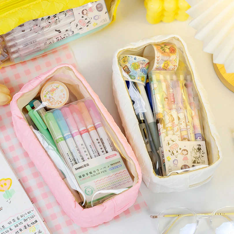 Soft Pencil Case Transparent School Supplies Pencils Case Estuche Escolar  Large Capacity Pencil Box Cute Stationery Pencilcase