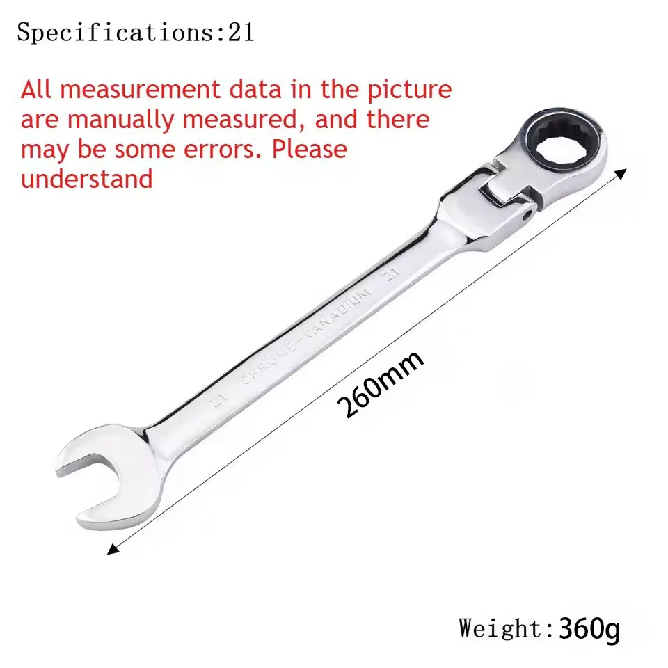 Universal 72-Tooth Flexible Pivoting Head Ratchet Wrench, Metric Manual Tool