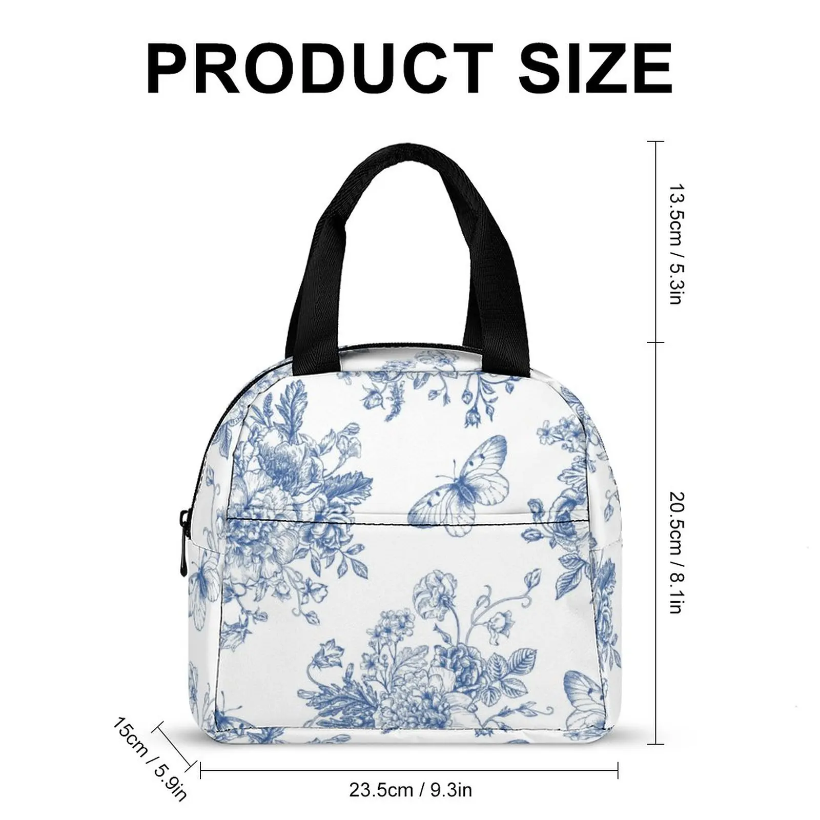 Custom Pattern Tote Lunch Bags Portable Travel Portable Camping Picnic Bag Resuable Butterfly Pattern Printed Thermal Lunch Box