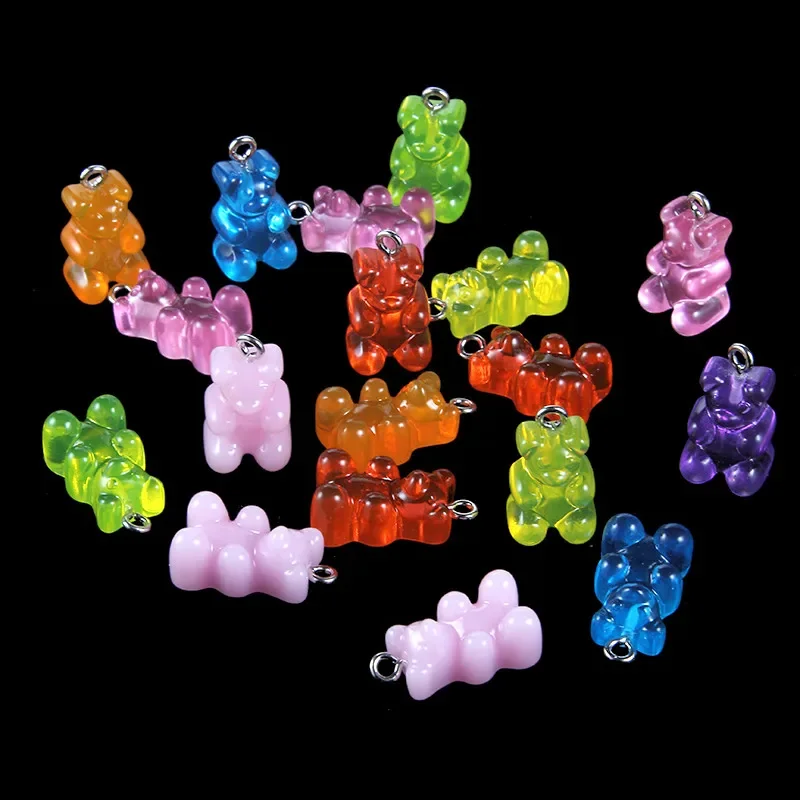 Crystal Candy Bear Pendant Charms for Necklace Bracelet Earrings Jewelry Making Diy Findings Bears Christmas DIY Making