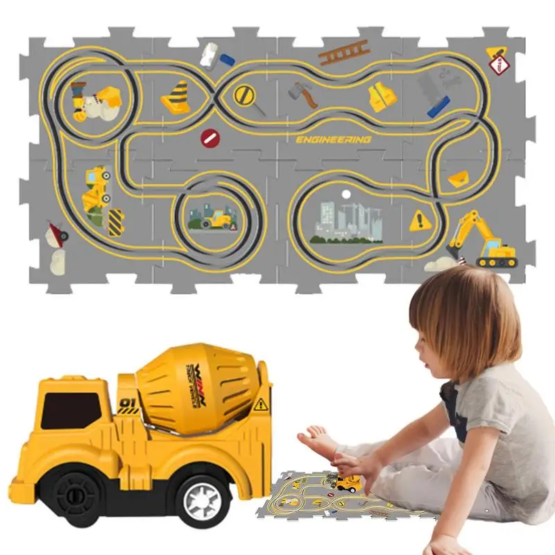 

Track Car Play Set DIY Assembling Electric Trolley Building Toys Creative Puzzle Board Track Play Railcar Smooth And Fun For