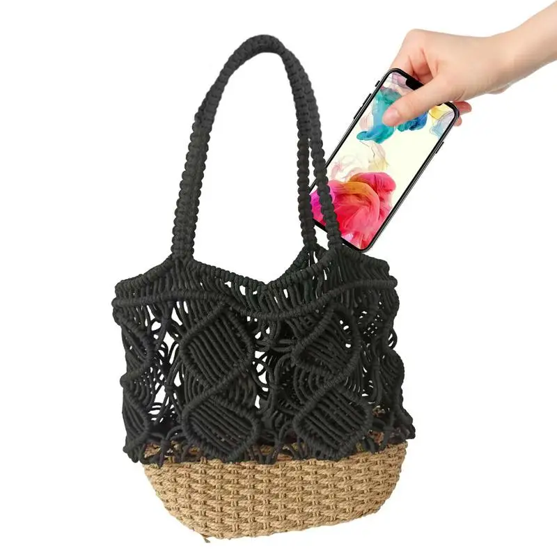 

Straw Beach Bag Straw Bag Hollow Design Large Capacity Weaving Ladies Straw Bag For Dating Shopping Summer Beach