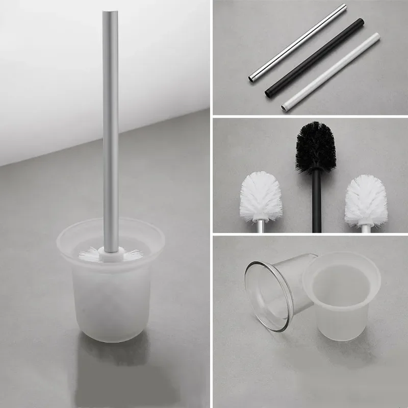 Toilet Set Accessories Stainless Steel Handle Toilet Brush Cup Universal Replacement Brush Head Bathroom Cleaning Tool