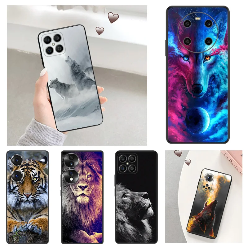 Per Honor 90 70 X9A X8 5G 8X X7 X6 X8A Magic 5 4 20 Lite 20I Pro Moon Wolf Lion Tiger Cover Morbida Opaca Per Telefono