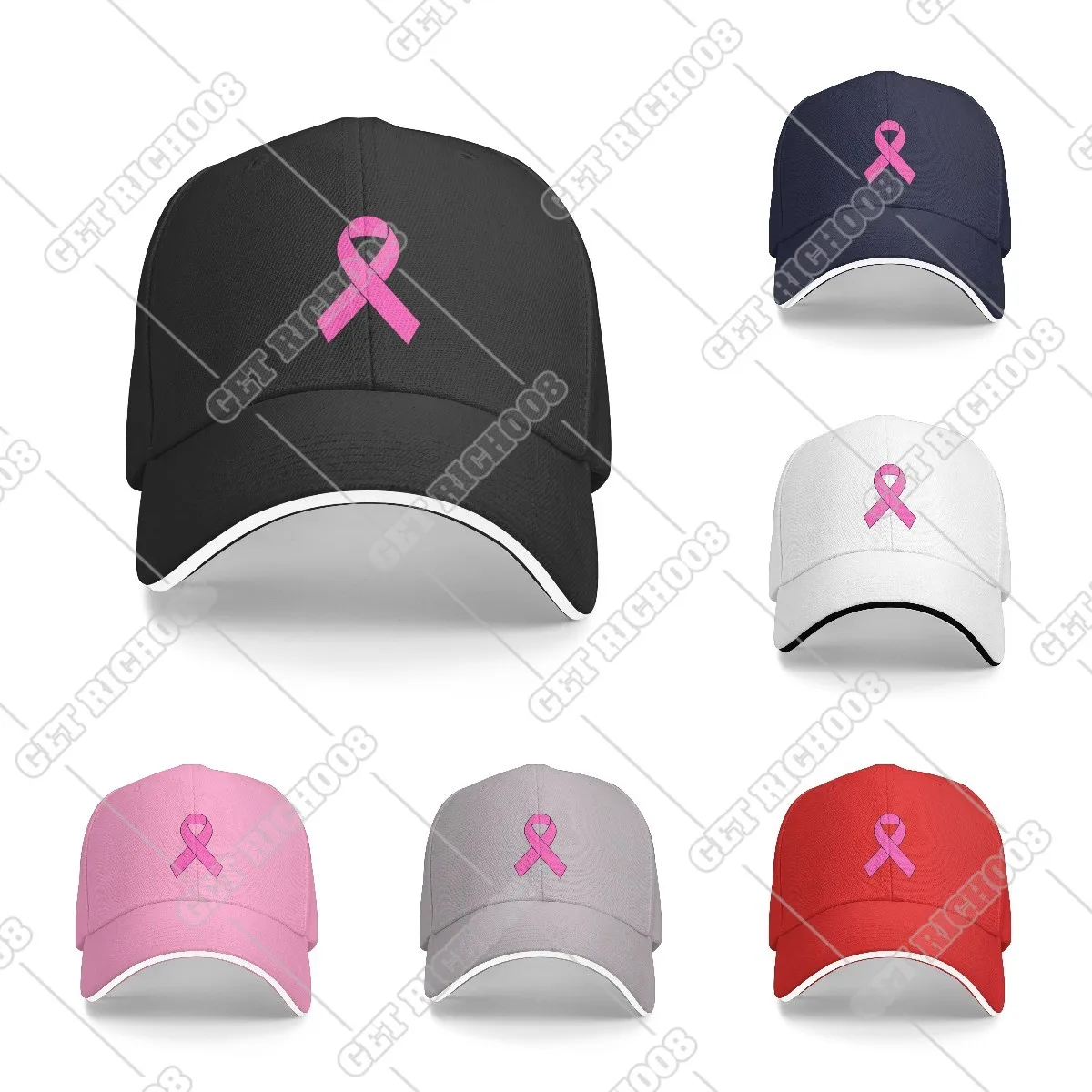

Pink Ribbon Breast Awareness Baseball Cap October Wear Pink Snapback Hat Caps for Men Women One Size Adult Unisex Casual