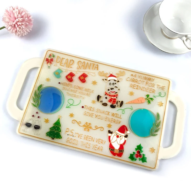 Christmas Tray Epoxy Resin Mold Xmas Fruit Serving Plate Silicone Mould