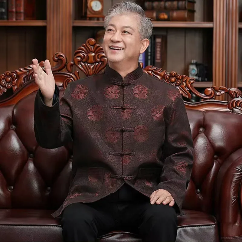 Tang Suit Chinese Traditional Clothing Men's Full-sleeved Kung Fu Clothing New Year's Retro Party Men's Jacket Coat