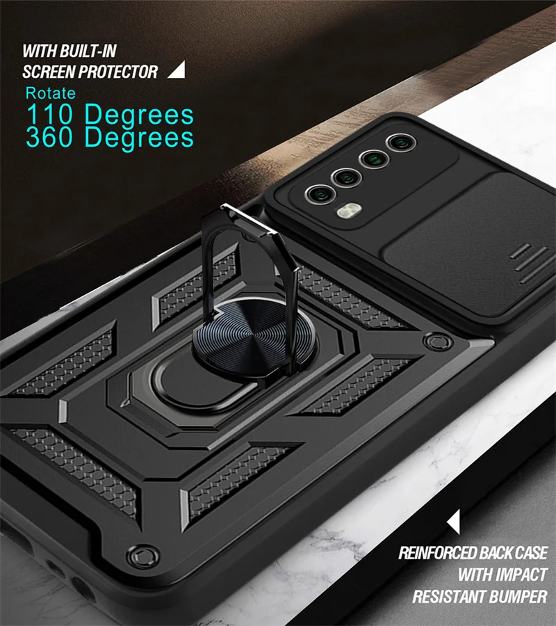For Huawei P Smart 2021 Case Kickstand Armor Magnetic Car Holder Phone Cases For Huawei PSmart 2021 PPA-LX2 Ring Back Cover