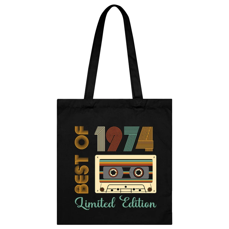 

1974 Limited Edition Canvas Bag Women Birthday Years Vintage Radio Pattern Handbag Reusable Shoulder Tote Bag 1970-1979 Hand Bag