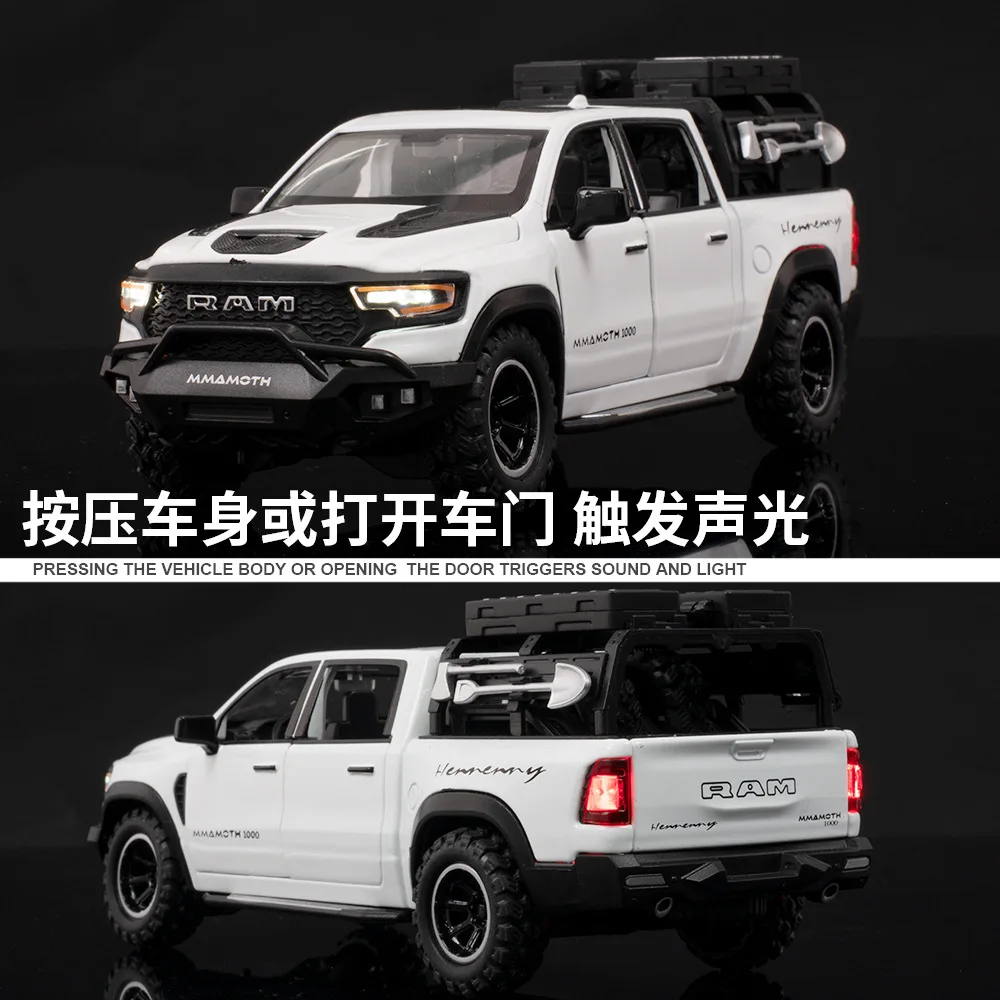 1:32 Dodge RAM 1000 TRX Mammoth Picku Alloy Car Model Sound and Light Pull Back Children's Toy Collectibles Birthday gift 3