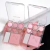 Heart-shaped 8-color eyeshadow tray with blush highlight - matte, glitter, high-gloss effect - pink, berry, brown, tone 6