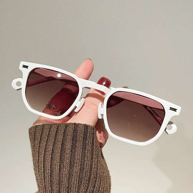 Occhiali Da Sole Quadrati Poligonali Unisex Con Lenti Trasparenti – Protezione UV400, Montatura In Plastica E Metallo, Fashion - 2