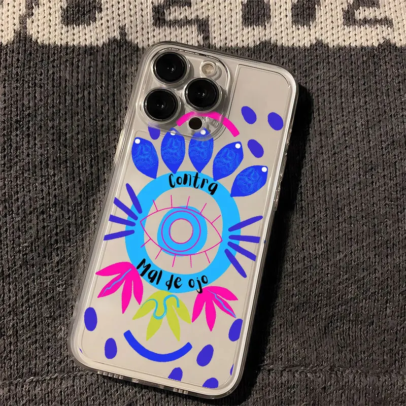 Y2K Blue Evil Eye Clear Soft TPU Phone Case