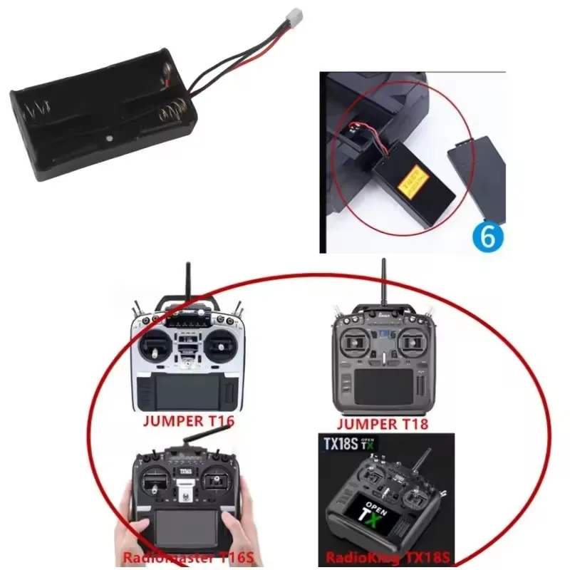 Boîtier de batterie 2S 18650 pour RadioMaster TX16S, câble JST 3 fils déroulé.