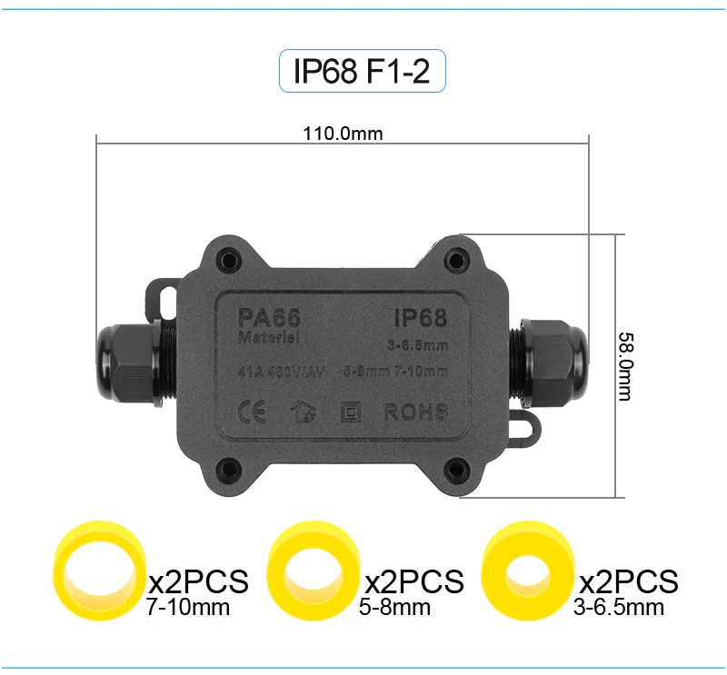 IP68 2/3/4 Weg Im Freien Wasserdichte Box Nylon Externe Fall Box Elektrische Kabel isolierung Anschlussdose Mit Terminal Stecker – Detail 4