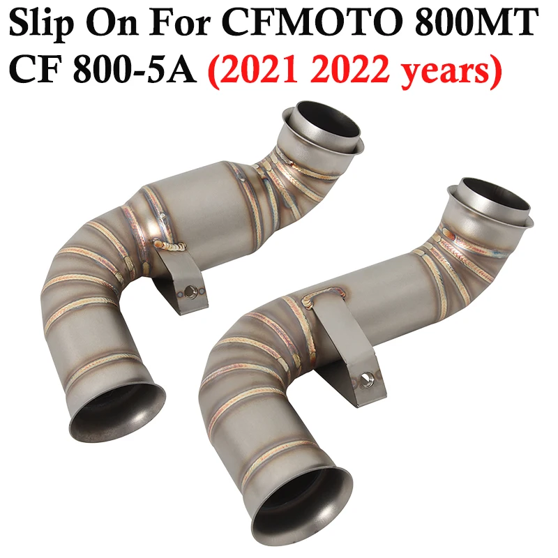 

Слипоны для CFMOTO 800MT CF 800-5A 2021 2022 системы выхлопных газов из нержавеющей стали для мотоциклов, средний звеньевой Глушитель Трубы
