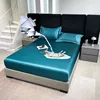Satin Waterproof Fitted Sheet Artificial Silk Mattress Cover Solid Color Elastic Band Bed Sheet Small And Large Bed Cover 1