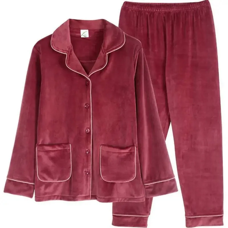 2023 New Fashion Pajamas Women's Autumn Winter Plush Lsland Plush Thickened Warm Upscale Large Size Winter Outwear Home Fur Set