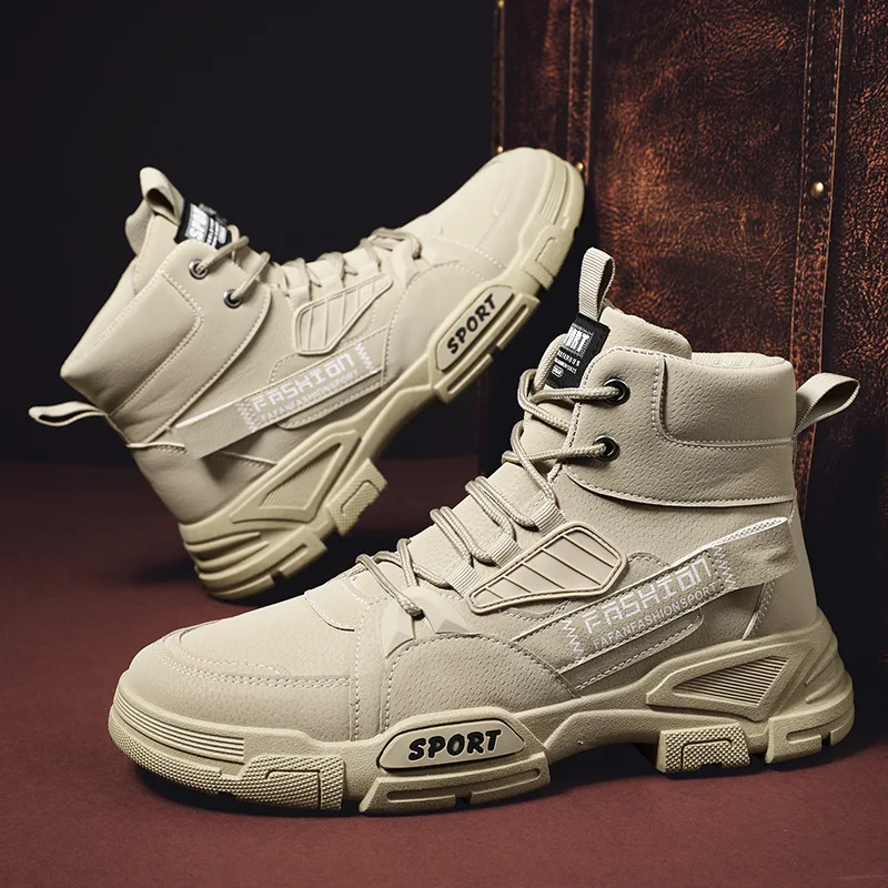 

Nice Autumn Fashion New Men's Tooling Boots Outdoor Trendy Men's Shoes High-top Leather Boots Thick-soled Casual Men's Boots