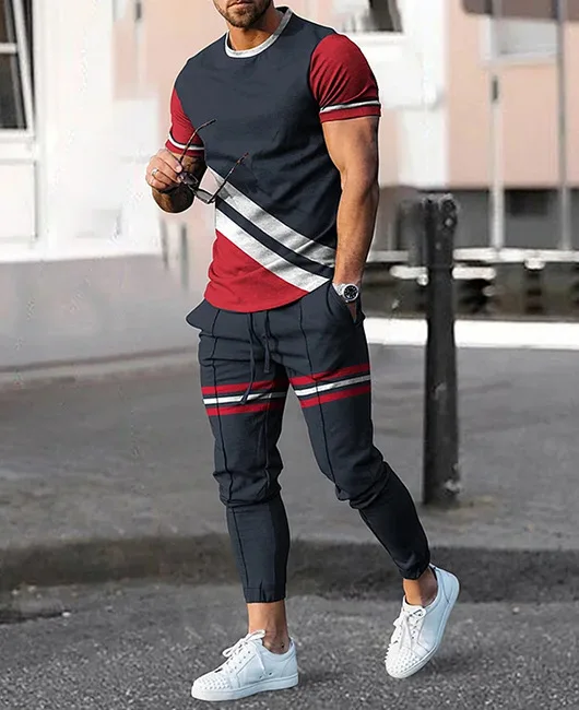 

Summer Sportwear Suit Short Sleeve T Shirt Long Pants 2 Piece Sets Men Tracksuit 3D Printed Casual Outdoor Oversized Clothes
