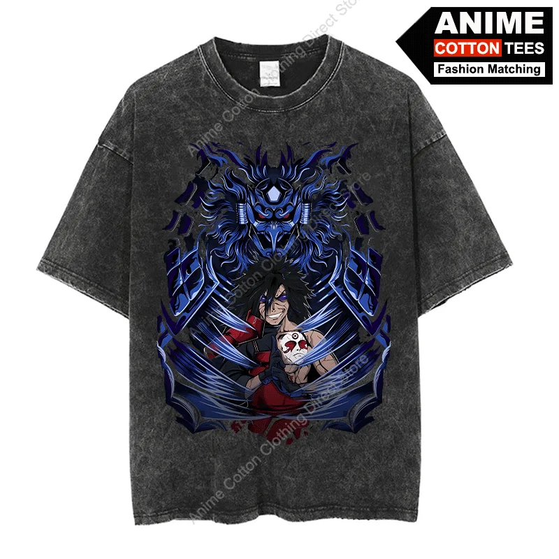 Anime Naruto T-shirt Uchiha Madara Graphic T Shirt y2k Harajuku Unisex Hip Hop Streetwear Cotton Vintage Loose Casual Black Tees