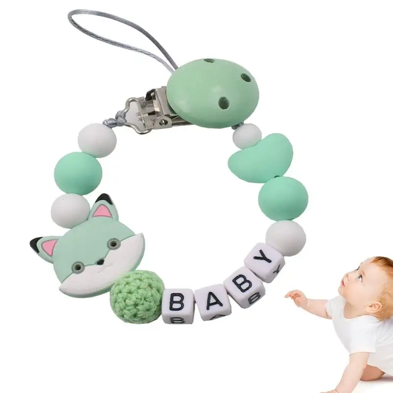 

Bear Pacifier Clip Silicone Pacifier Strap With Beads Bear Design Rust-Free Holders For Baby Boy And Girl Teething Relief Gift