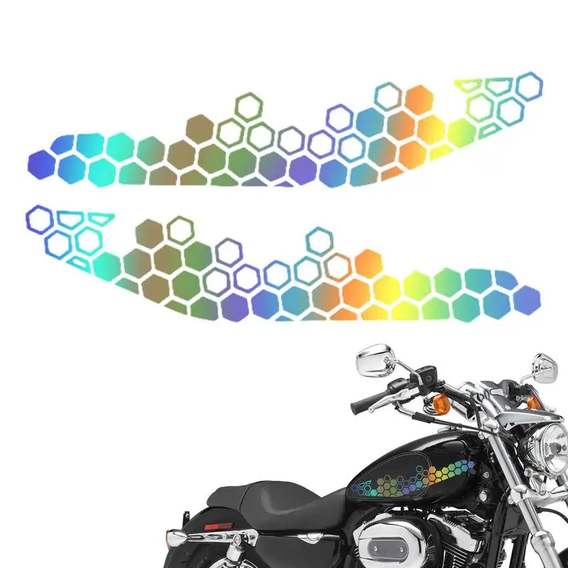 2pcs Motorcycle Stickers Self Adhesive Honeycomb Automobile Stickers Cool Decorative For Non-Degumming Motorbike Accessories 2pcs automobile vacuum cleaner filter dust filter suit for jd 39 r 6053 car handheld vacuum cleaner replacement accessories
