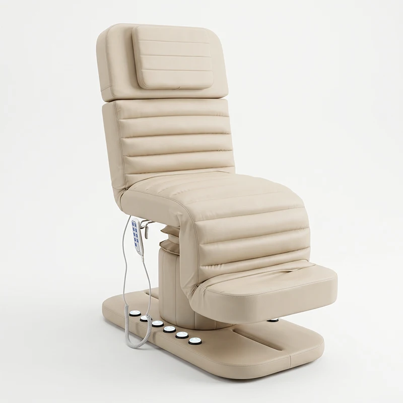 Poltrona Elettrica di Lusso per Trattamenti Estetici con 3 Motori, Lettino Regolabile per Massaggi Facciali e Extension Ciglia per Arredamento Salone di Bellezza