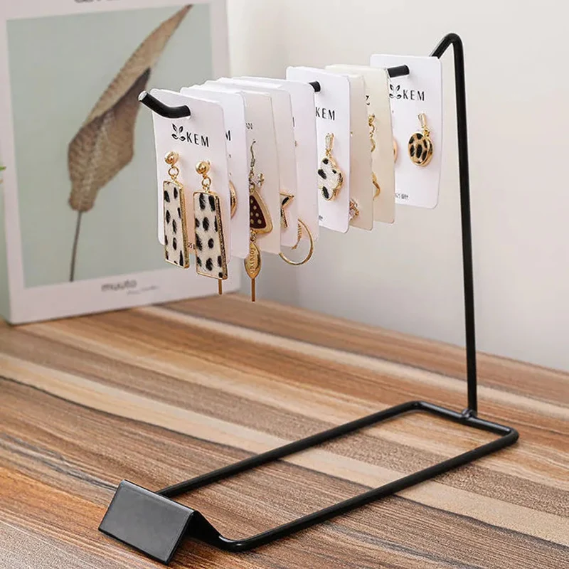 Black Metal Earring Jewelry Display Stand Holder Necklace Ring Jewelry Storage Organizer Jewelry Store Decoration Women Gifts