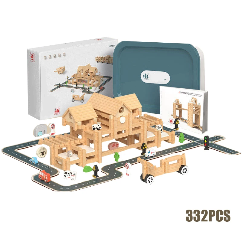 

Wooden House Building Block Toys DIY Assembled Miniature City Building Model with Mortise Tenon Structure Kids Educational Toys