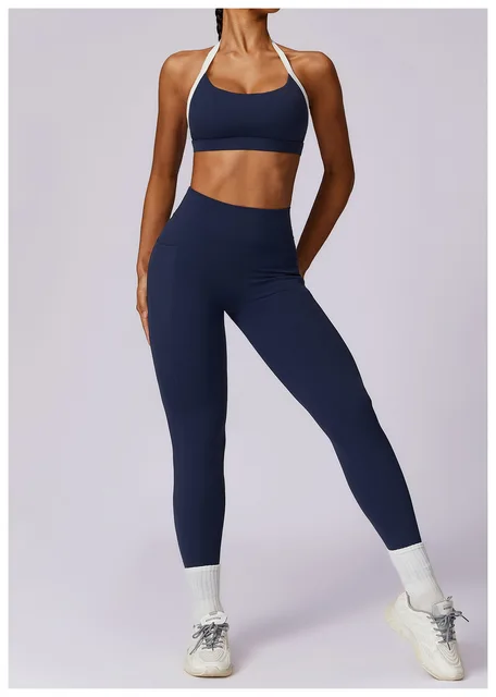 PUYYDS Set da Yoga Senza Cuciture Completo Sportivo per Donna Set da Allenamento Abbigliamento Fitness Set da Palestra da Donna Tuta Sportiva Reggiseno Sportivo Pantaloni da Yoga Tuta