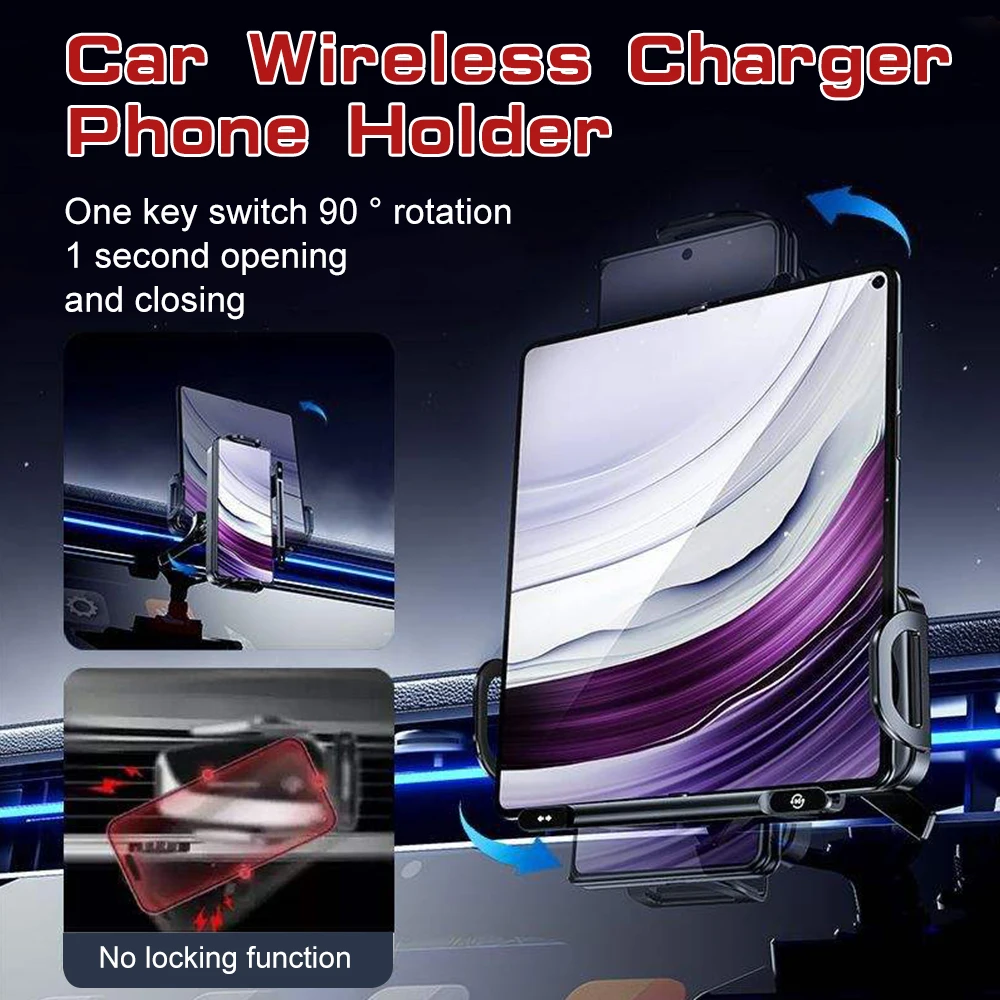 2025 New Universal Dual Coil Foldable Phone Holder Car Wireless Charger Car Phone Mount for Samsung Galaxy Fold 6 5 4 3 Z Flip