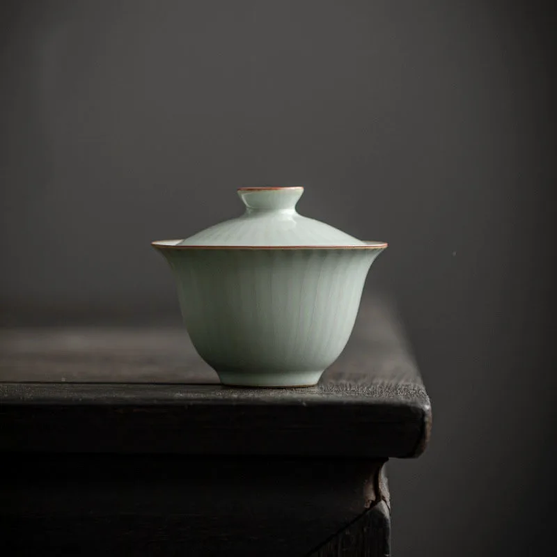 100ml Tianqing Ru Kiln Ceramics Ercai Tea GaiWan Handmade Household Puer Kung Fu Tea Set Ceremony Drinkware Accessories Gift