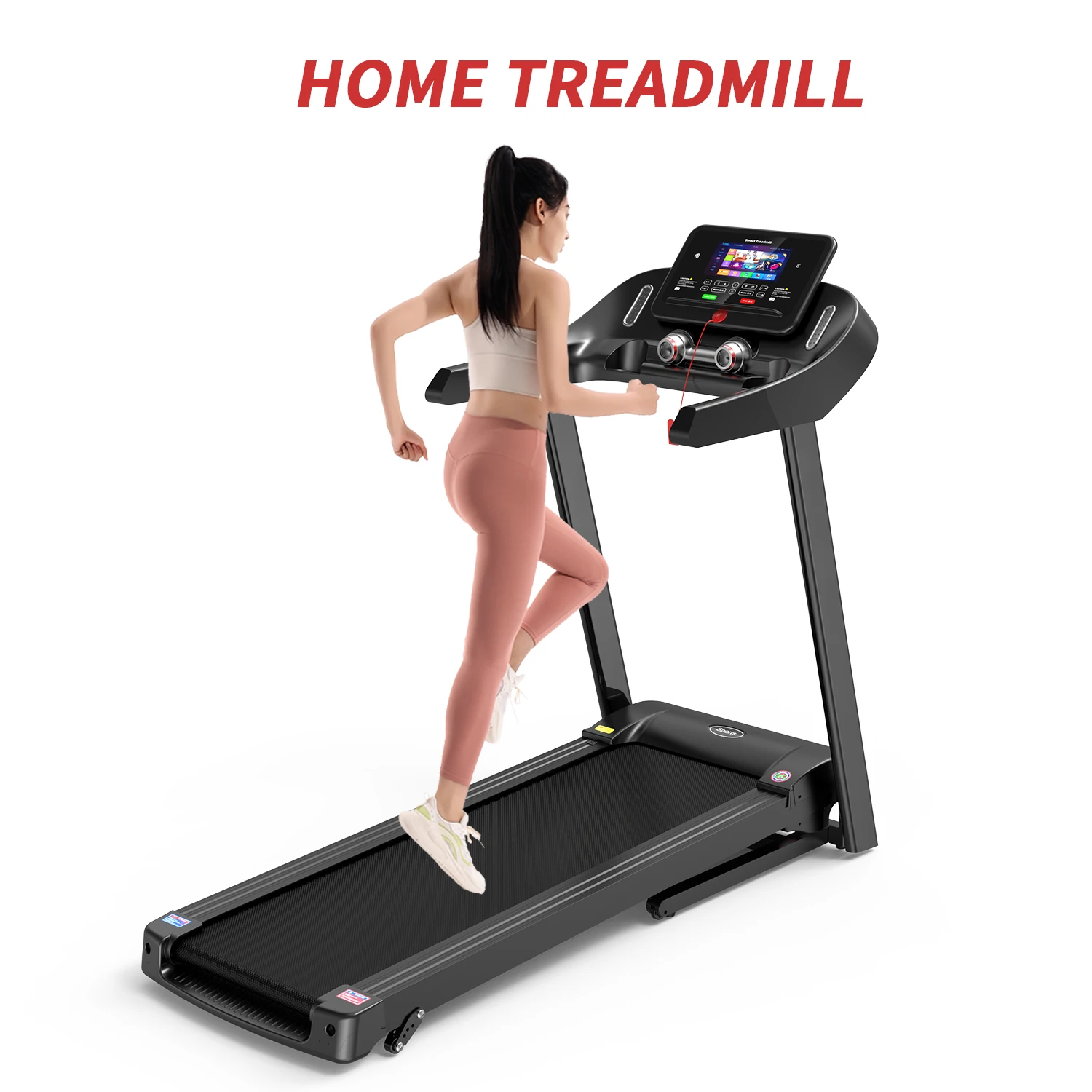 DAPOW Factory Fitness Home 2.0 HP Quiet Brushless Auto-Folding Incline Treadmill with Pulse Sensors