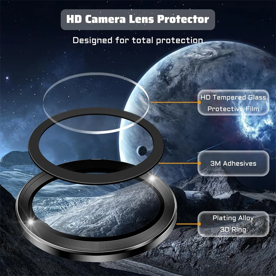 Premium Metal Camera Lens Protector Glass - Full Cover Lens Protection