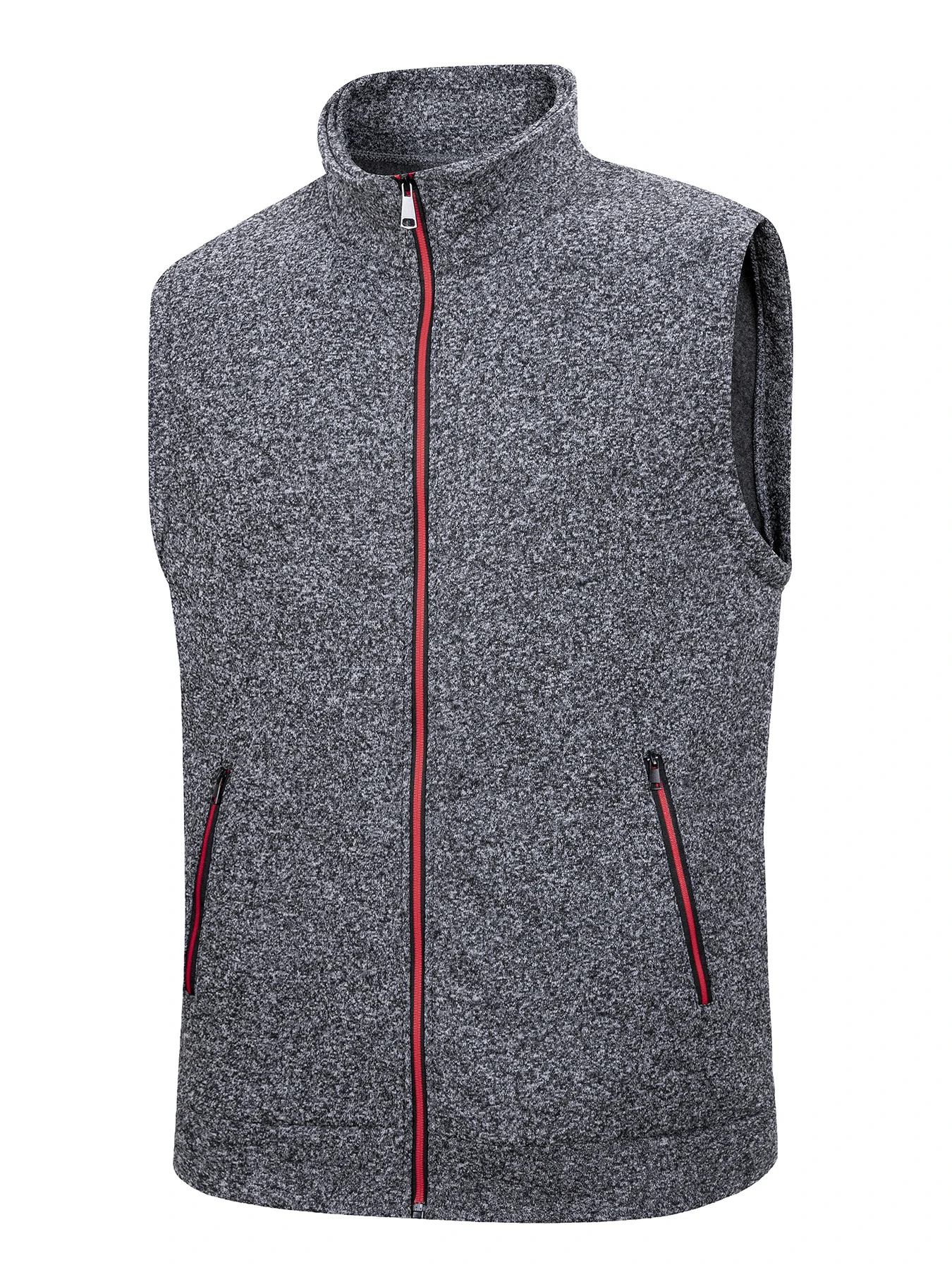 Mens Breathable Solid Color Zipper Sleeveless Jacket