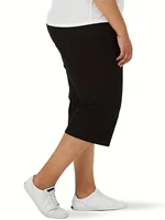 New plus-size women's knitted fabric high-grade pocket design solid color tight casual seven-cent pants in the summer of 2024 - Image 3