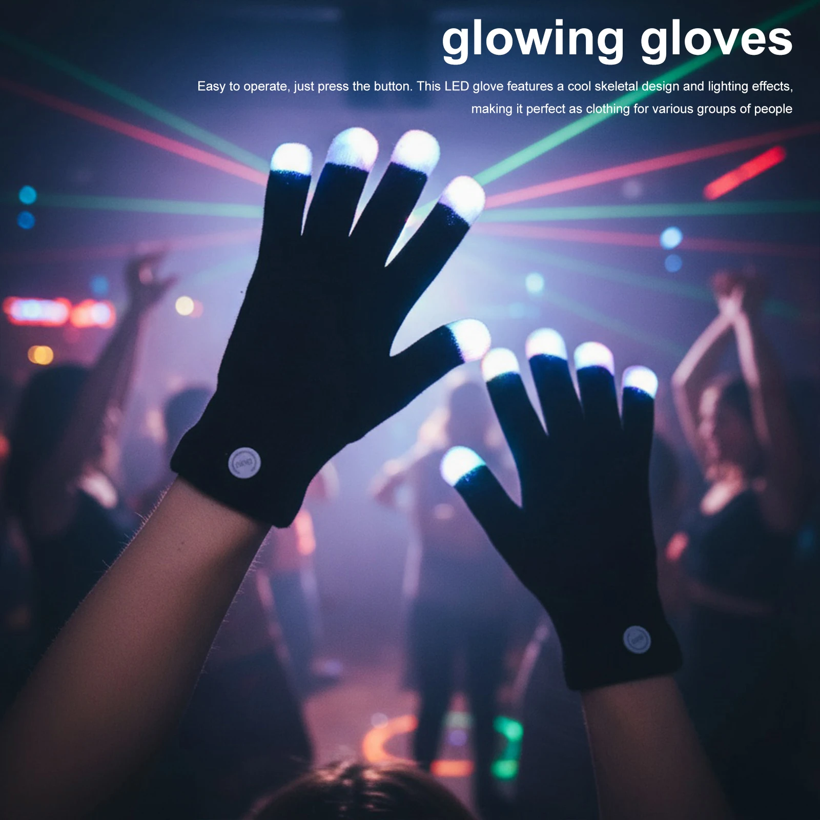 LED Gloves Finger Light Up Glow Rave Gloves Gifts for Adult Teens (Style A)