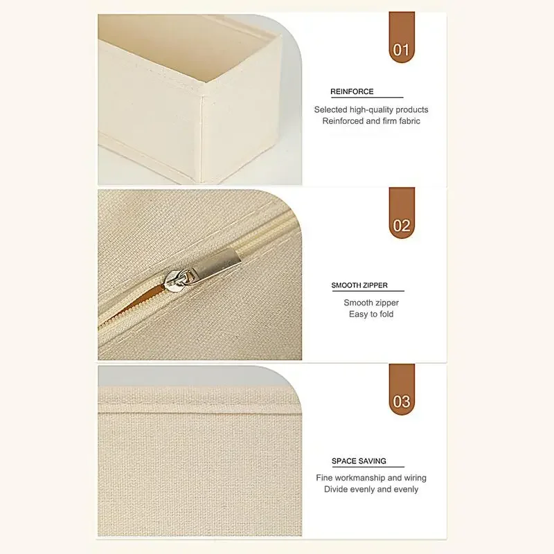 Long Storage Container Bin Foldable Small Baskets Fabric Storage Bins Stable Sock Underwear Organizer For Drawer Shelf Closet 3