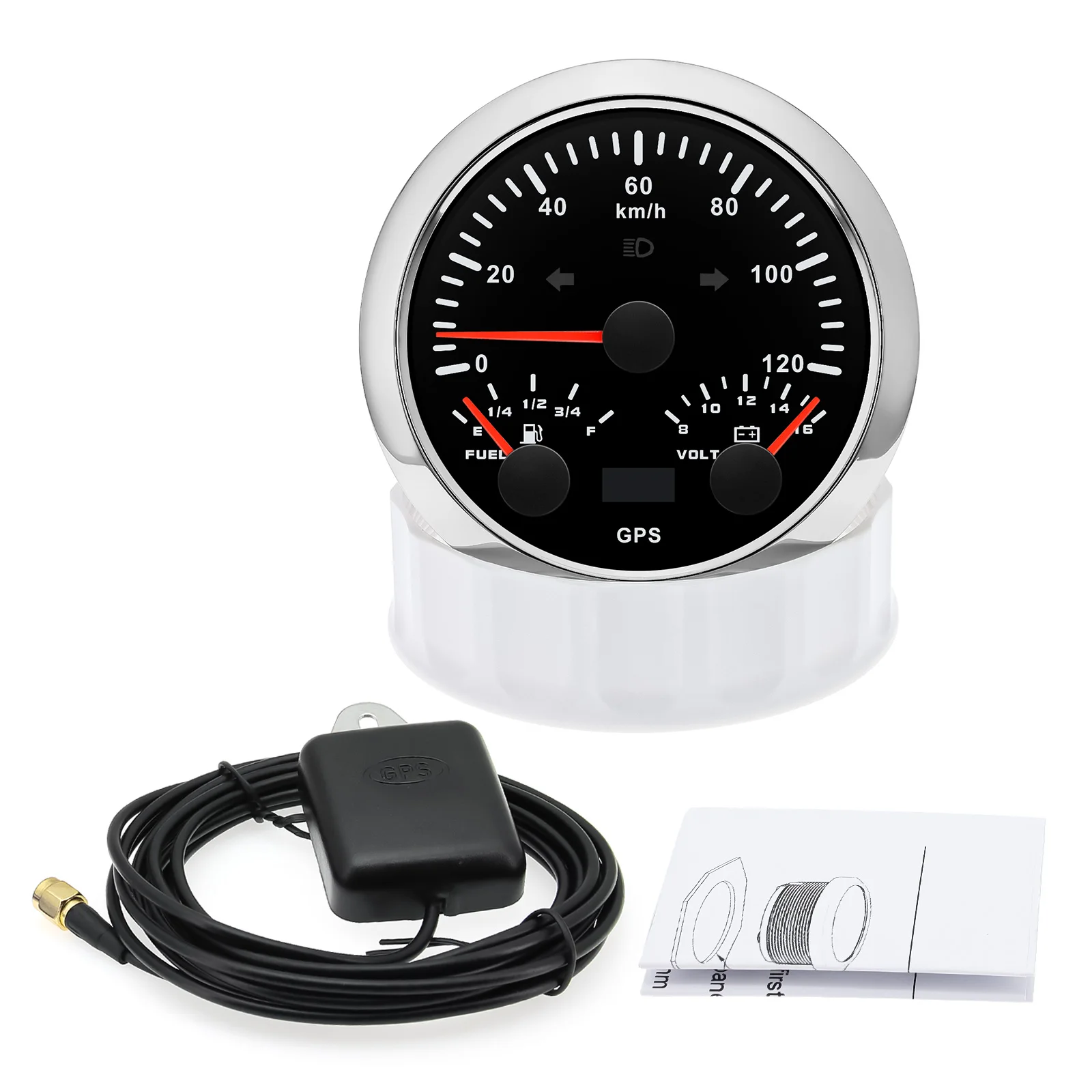 2 Gauges Set With Sensors Kit 85mm 3 IN 1 Gauge 120kmh 200km/H GPS Speedometer+Fuel+Volt Tachometer Water Temp Oil Press Meter