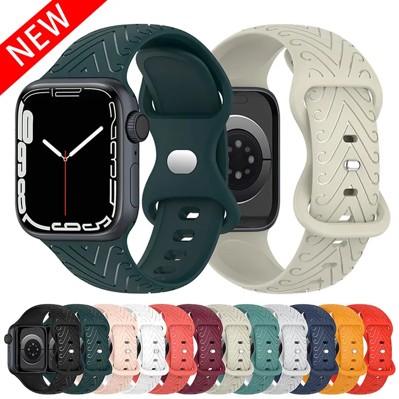 

Силиконовый ремешок для Apple Watch Ultra Band, браслет для iWatch Series 8 7 SE 3 4 5 6, 45 мм 44 мм 40 мм 41 мм 42 мм 38 мм 49 мм 44 45 мм